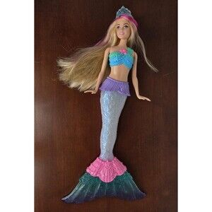 Barbie Dreamtopia Rainbow Lights Mermaid Doll Blonde Light-up Tail Star Tiara
